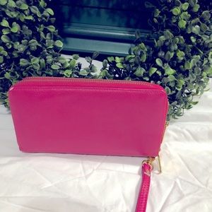 Dark pink double zip wallet